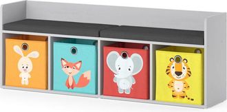 Vicco Estante Infantil Luigi, Blanco, 142.4 X 53.4 Cm 4 Compartimentos, Con Cajas Plegables De Color