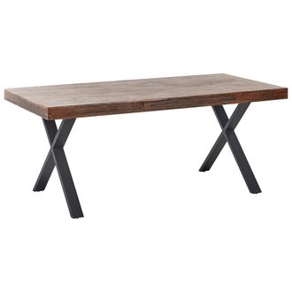 Beliani Beliani - Mesa De Comedor De Madera De Pino Mdf Patas De Metal Negro 180 X 90 Cm Estilo Industrial Madera Oscura Clifton