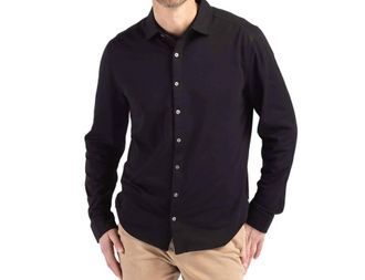 Cutter & Buck Advantage Eco Soft Long Sleeve Button Down Shirt In Black