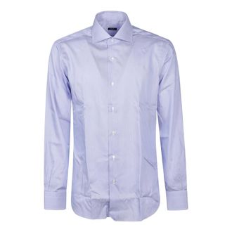 Barba Overhemden, Heren, Blauw, M, Katoen, Klassieke Lange Mouw Shirt