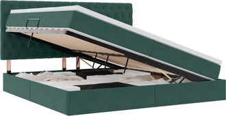 vidaXL Cama Con Almacenamiento Y Colch&oacute;n Verde Oscuro 200 X 200 Cm Vidaxl