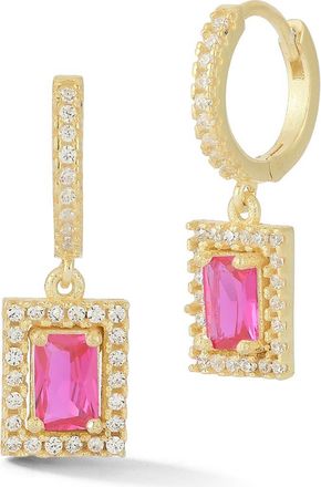 Glaze Jewelry Cubic Zirconia Drop Huggie Hoop Earrings in Gold/pink at Nordstrom Rack