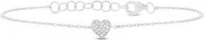Allurez 0.04ct 14k White Gold Diamond Pave Heart Bracelet
