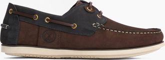 Barbour Wake Mens Boat Shoes Brown/navy Suede - Size UK 8