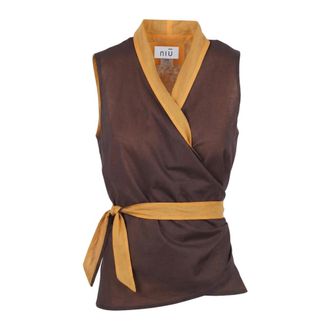 Ni&ugrave; Kimonos, female, Brown, Size: XS Double-Face Pepper Top