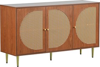 STILVORA Aparador Con 3 Puertas Y Estantes Ajustables Para Sal&oacute;n O Comedor, En Tablero De Part&iacute;culas, Nogal, 129.8&times;40&times;76 Cm