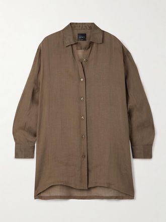 Leset Camicia Oversize In Ramiè Niko - Marrone