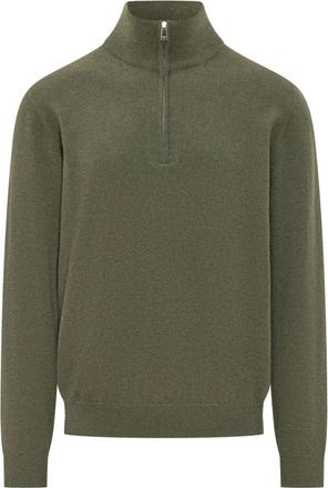Malo Lupetto Zip Basico - Heren - Cashmere truien - Groen - M - Kasjmier - Truien & Vesten