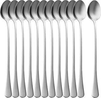 OEM 12 Cucharas Helado Cucharas Latte Macchiato, Cucharas Caf&eacute; Acero Inoxidable, Cucharas Postre 19,3 Cm / 7,6 Pulgadas T&eacute; Helado Bebidas Calientes