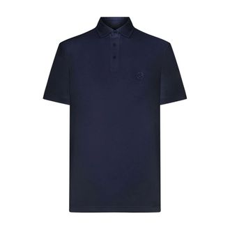 Giorgio Armani Polo Shirts, male, Blue, Size: 2XL Pure Cotton Interlock Polo