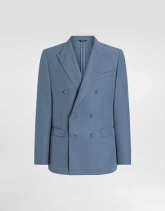 Dolce & Gabbana Double-breasted Wool Poplin Jacket - Man Suits And Blazers Azure 44