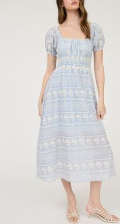 Blu Pepper Embroidered Lace Midi Dress in Blue at Nordstrom Rack, Size Large