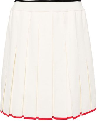 Thom Browne pleated knitted mini skirt - women - Virgin Wool/Elastane/Polyamide - 40 - White