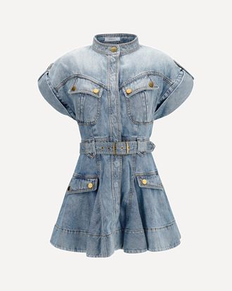 Zimmermann Utility Denim Mini Dress Female 1