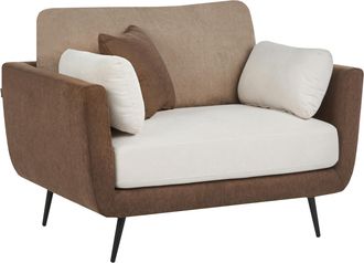 Beliani Sill&oacute;n Tapizado En Tela Con Reposabrazos Patas Macizas Cojines Adicionales Marr&oacute;n Bolga