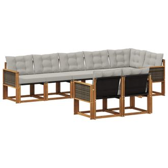 vidaXL Conjunto De Sof&aacute;s De Exterior 8 Pcs Natural Y Gris Claro Vidaxl