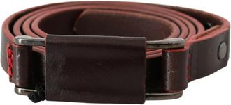 Costume National Womens Brown Leather Double Rustic Silver Buckle Belt