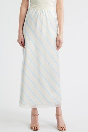 LoveShackFancy Kalo Floral Lace Trim Skirt in Cotton Skies at Nordstrom, Size Xx-Small