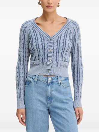 Guess Co button-up cable-knit cardigan - Blue