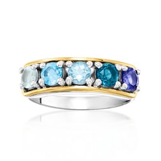 Ross-Simons Multi-Gemstone Ring in Sterling Silver and 14kt Yellow Gold