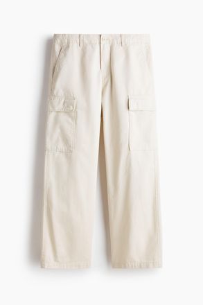 H&M Cargohose aus Baumwolle in Relaxed Fit - Cremefarben