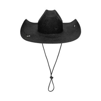 Ruslan Baginskiy Cowboyhoed met leren afwerking - Dames - Accessoires - Zwart - Maat: S Leer
