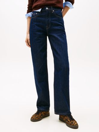 Tommy Jeans Straight-Jeans TOMMY JEANS LAYLA HR SLIM STR, Damen, Gr. 28, L&auml;nge 30, blau (denim schwarz), Denim/Jeans, Obermaterial: 99% Baumwolle, 1% Elasthan, un