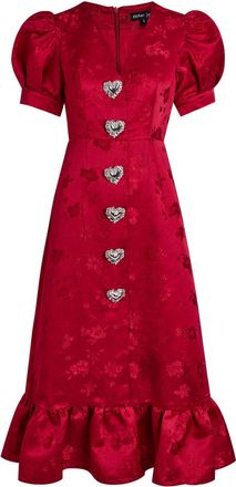 Sister Jane Carnival Hearts Floral-jacquard Cloqu&eacute; Midi Dress - Red - 16 (UK16 / XL)