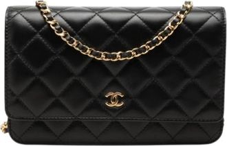 Chanel Pre-owned Wallet on Chain - Dames - Vintage Schoudertas - Zwart - ONE Size - Leer - Vintage