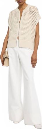 Lafayette 148 New York Open-Knit Cotton Sweater Vest In Pebble