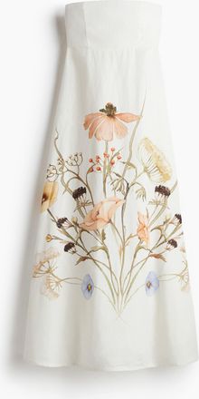 H&M Bandeau-Kleid aus Leinenmix - White