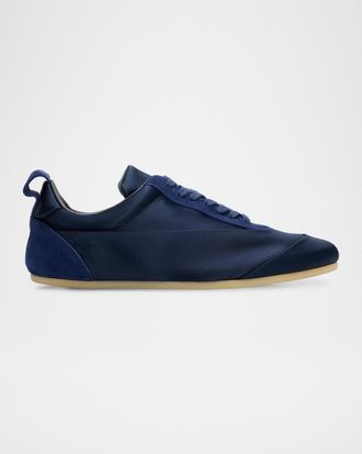 Jil Sander Etage Satin and Suede Low-Top Sneakers