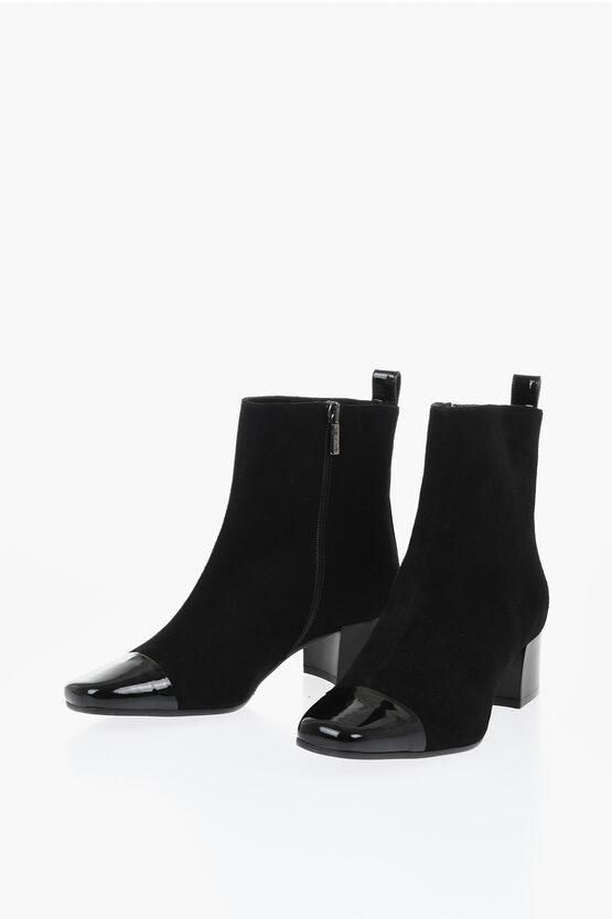 Carel Suede ESTIME Booties with Patent Leather Toe 5cm size 36,5