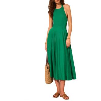 Mint Velvet Linen Blend Halter Midi Dress in Green at Nordstrom, Size 10
