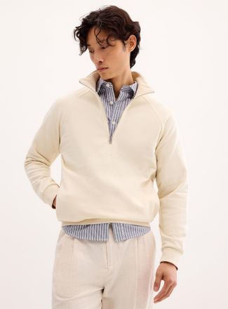 Lindbergh Mens Embroidered signature zip-neck sweatshirt