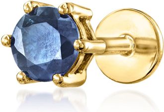 RS Pure by Ross-Simons Sapphire Single Flat-Back Stud Earring in 14kt Yellow Gold