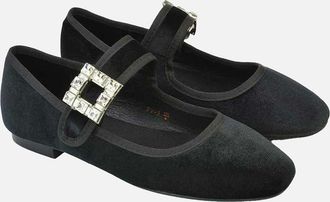 XY London Womens XY London Womens/Ladies Rhyse Diamante Velvet Mary Janes - Black - Size: 4