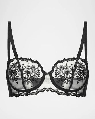 Simone P&eacute;r&egrave;le Intrigue Floral-Embroidered Demi Bra