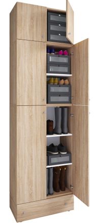 ebuy24 Gabinete De Zapato De Madera Vcm Dimensiones: Al. 240 X An. 70 X T. 39 Cm Armario Multiusos 5 Compartimentos 4 Puertas Rotativas 2 Puertas Accesorio C