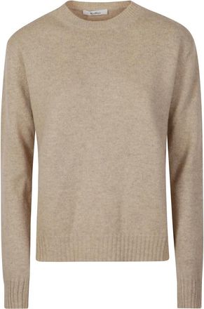 Max Mara Cinema Sweater - Dames - Ronde hals truien - Beige - L - Kasjmier - Truien & Vesten