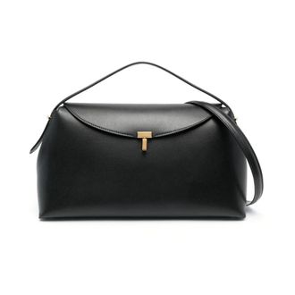 Toteme Tassen, Dames, Zwart, ONE Size, Leer, Zwarte Top Handvat Slot Tas