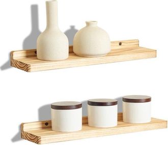 OEM Juego De 2 Estantes Flotantes Freezing Point, Madera Natural, Estante De Pared De 30 Cm, Coleccionable, Ba&ntilde;o, Esquina Del Dormitorio, Carbonizado