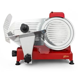 H.Koenig Cortafiambres Profesional Peque&ntilde;o, Cuchilla Italiana, 25 Cm, 282 Rpm, Ajuste De Grosor Del Corte, 240 W, Aluminio, Rojo. Hkoenig Msx254