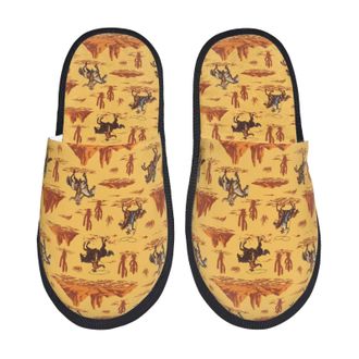 Generic Brave Cowboyprint Fluffy Slippers Casual Home Slippers Comfy Slipper For Party Winter Bathroom L