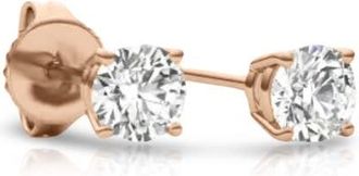 Tresorra 14K Rose Gold Round Cut Earth Mined Diamond Stud Earrings
