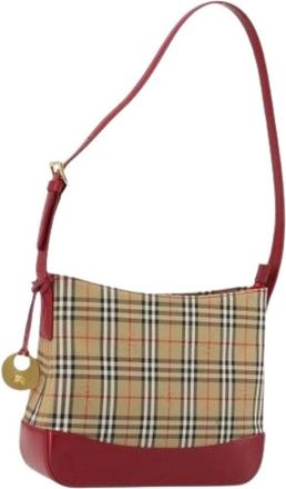 Burberry Pre-owned Canvas Shoulder Bag - Dames - Vintage Schoudertas - Beige - ONE Size - Leer - Vintage
