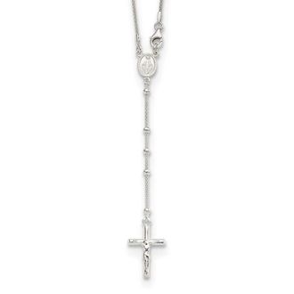 Diamond2Deal 925 Sterling Silver Rosary Cross Necklace 24
