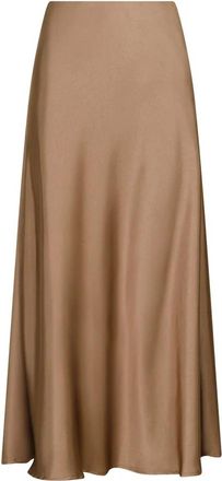 Neo Noir Donkere Taupe Satijnen Rok - Dames - Midirokken - Bruin - XL - Satijn - Rokken