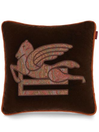 Etro Home Cuscino con ricamo Pegaso - Marrone