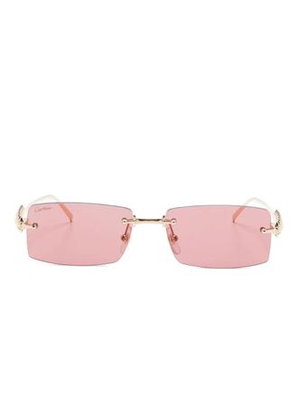 Cartier rectangle-frame sunglasses - unisex - Metal - 57 - Gold